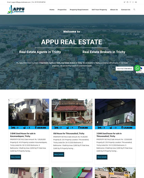 appu real estate website design screenshot