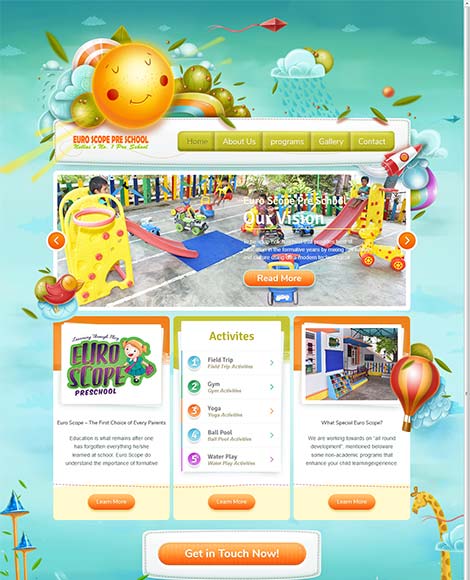 Euro Scope Pre School Website Design Screenshot