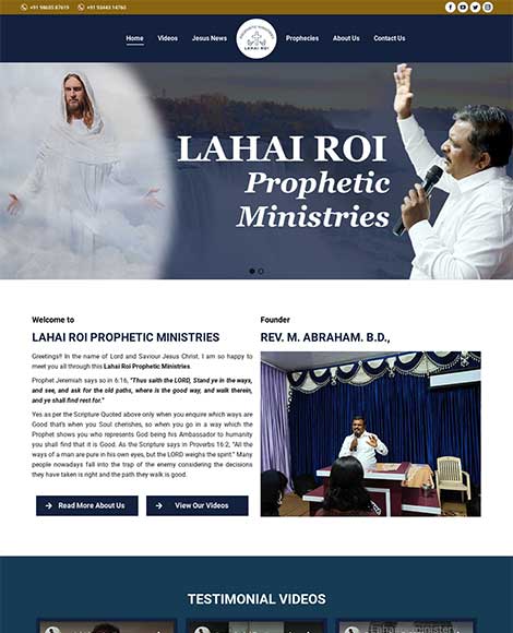 Lahai Roi Prophetic Ministries Website Design Screenshot