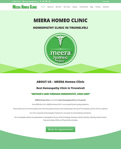 Meera homeo clinic website design screenshot