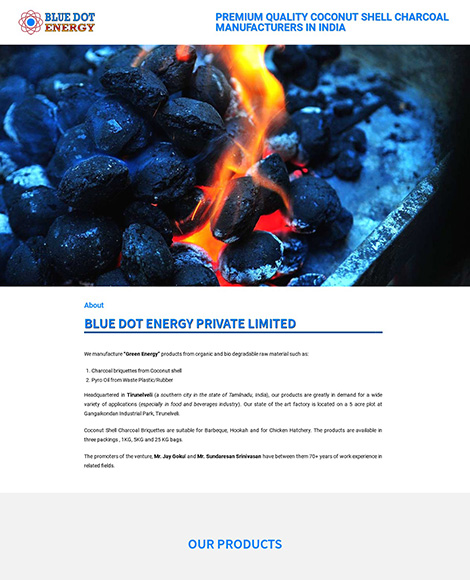 blue dot energy private ltd website design screenshot