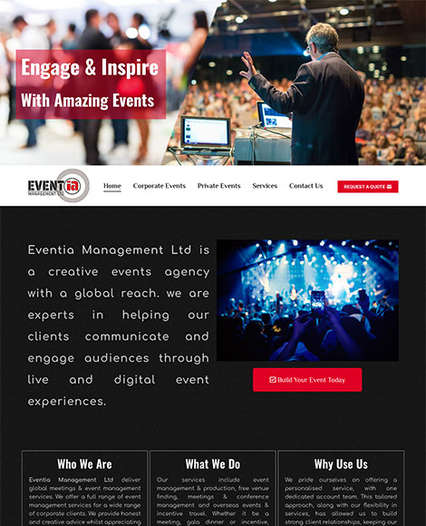 eventia management ltd website design screenshot