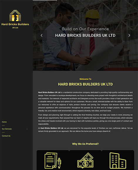 Hard Bricks Builders Website Design Screenshot