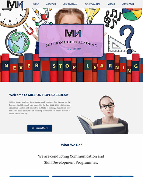 Million Hopes Academy Website Design Screenshot